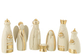 Kerststal 7Delig Res Wit/Gd (73X8.5X28Cm) - (49726)
